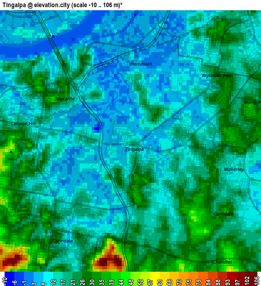 Tingalpa elevation map