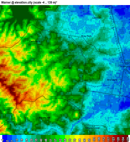 Warner elevation map