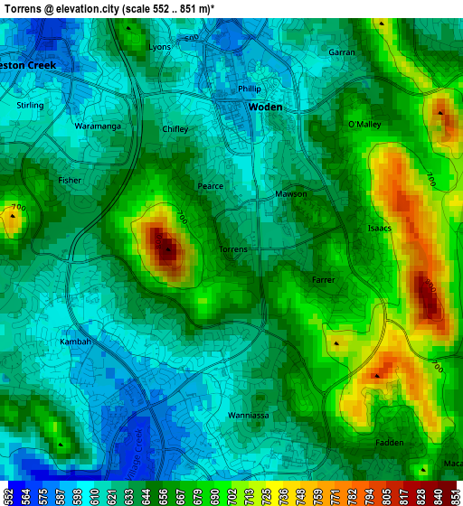 Torrens elevation map