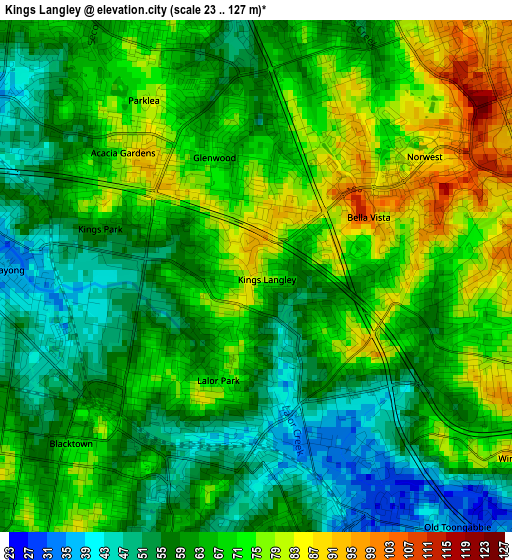Kings Langley elevation map