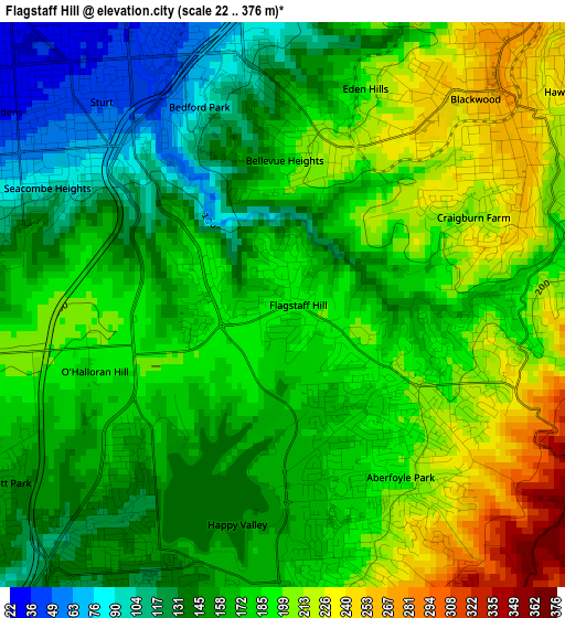 Flagstaff Hill elevation map