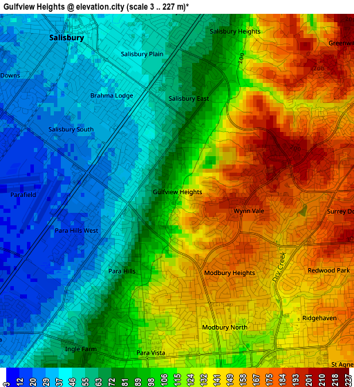 Gulfview Heights elevation map