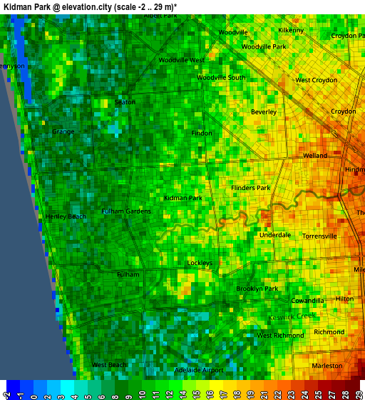 Kidman Park elevation map