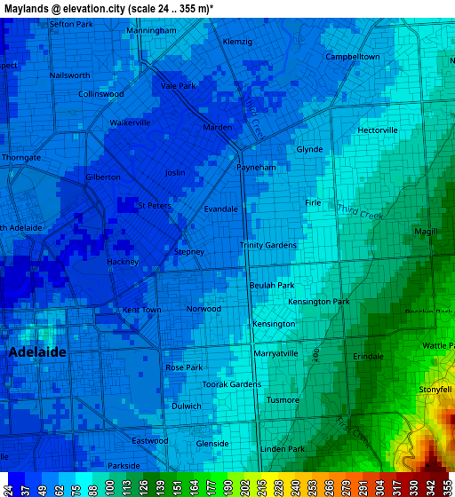 Maylands elevation map