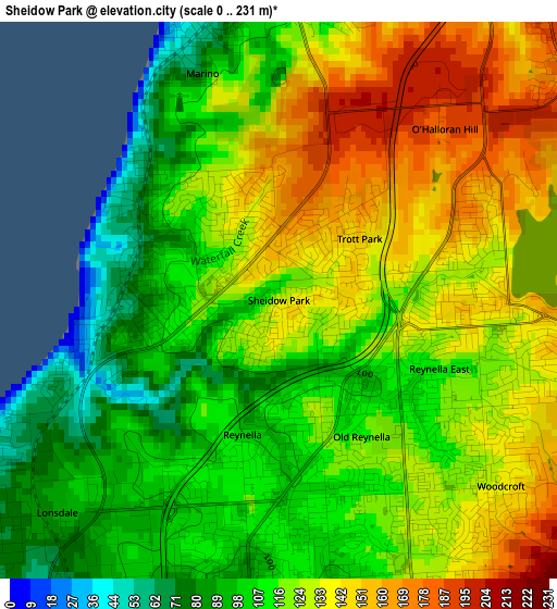 Sheidow Park elevation map