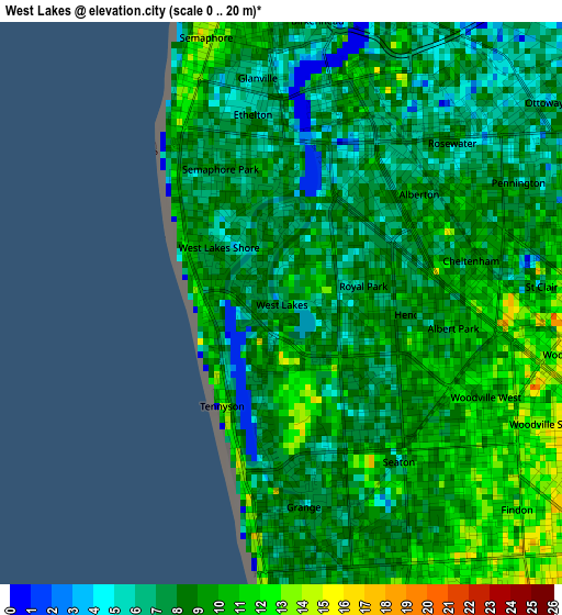 West Lakes elevation map