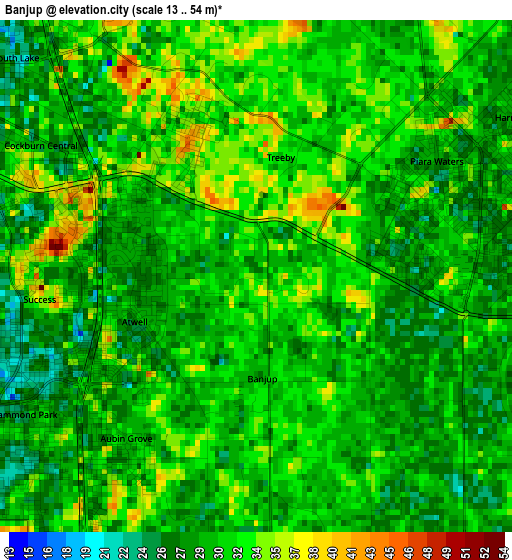 Banjup elevation map