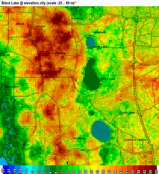 Bibra Lake elevation map