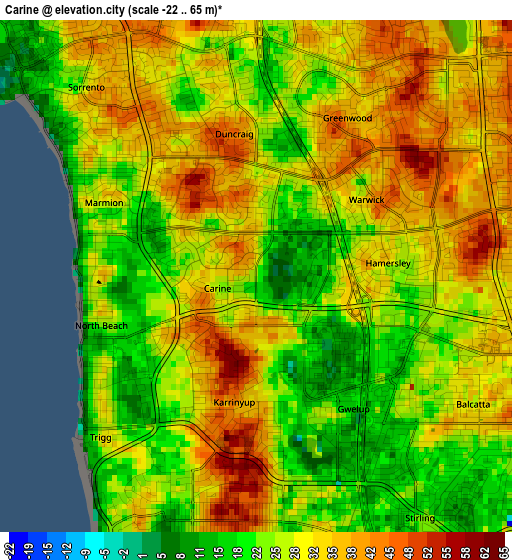 Carine elevation map