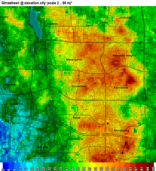 Girrawheen elevation map