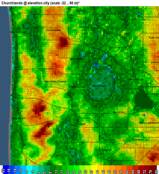 Churchlands elevation map