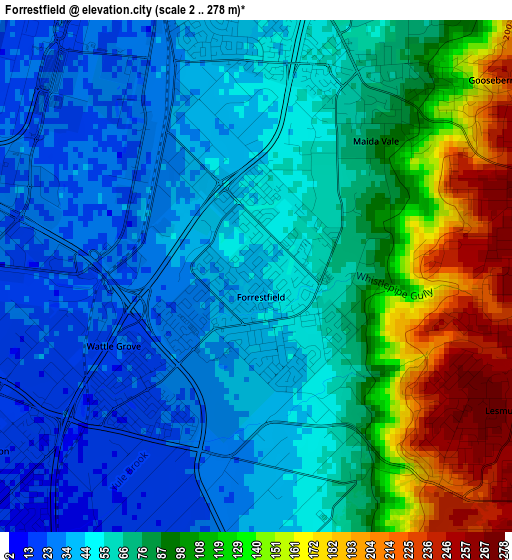 Forrestfield elevation map