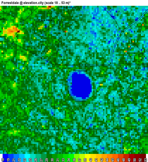 Forrestdale elevation map