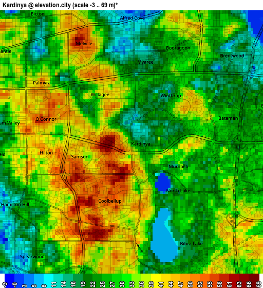 Kardinya elevation map