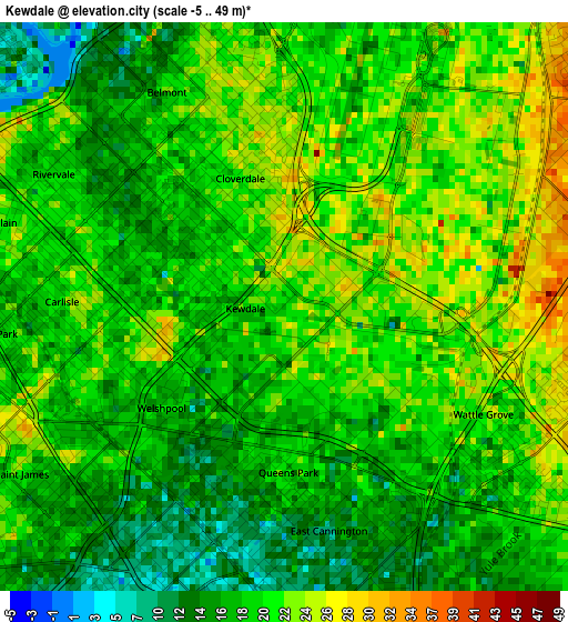 Kewdale elevation map