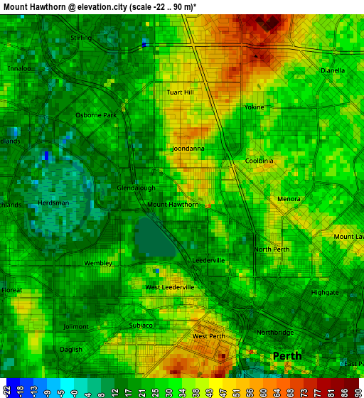 Mount Hawthorn elevation map