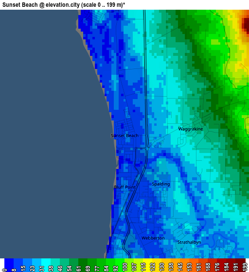 Sunset Beach elevation map