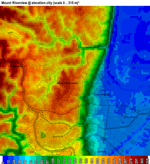 Mount Riverview elevation map