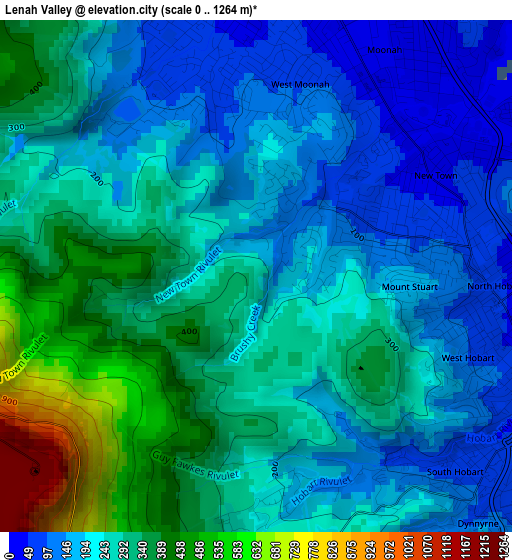 Lenah Valley elevation map