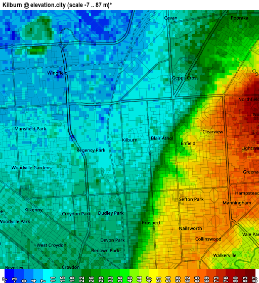 Kilburn elevation map