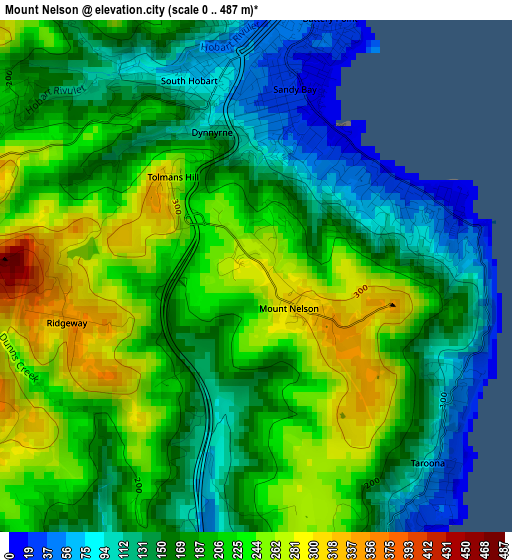Mount Nelson elevation map