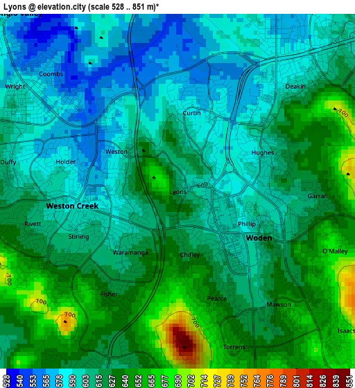 Lyons elevation map