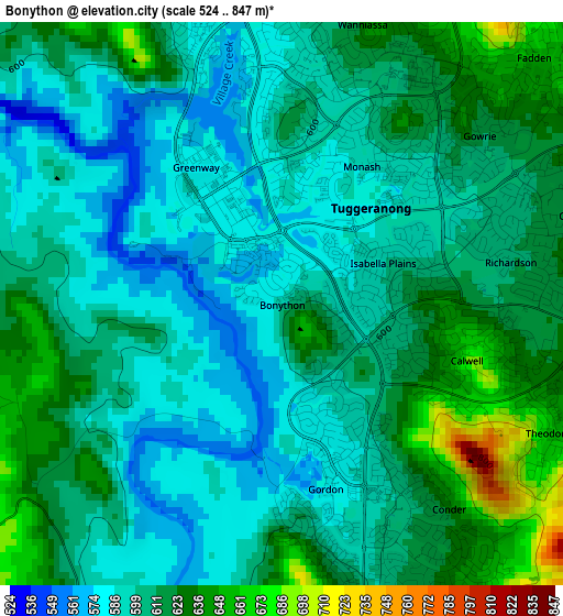 Bonython elevation map