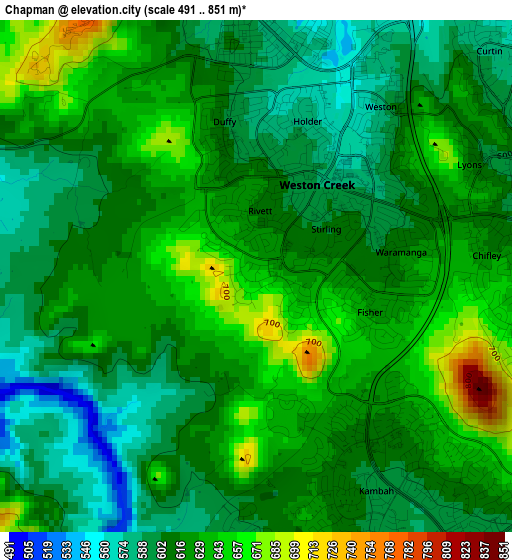 Chapman elevation map