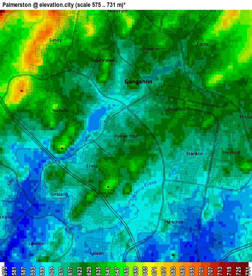 Palmerston elevation map