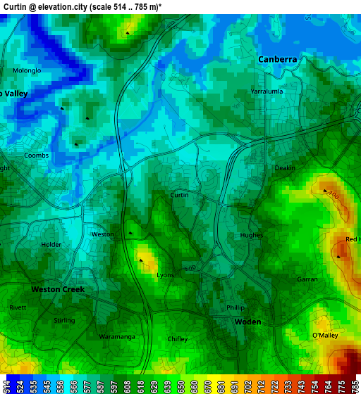 Curtin elevation map