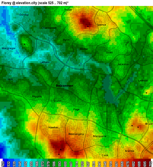 Florey elevation map