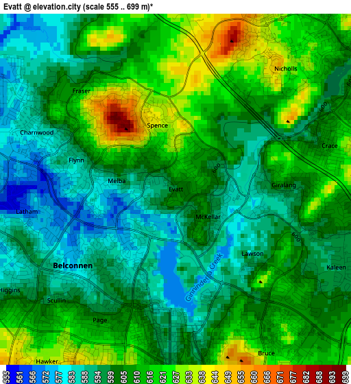 Evatt elevation map