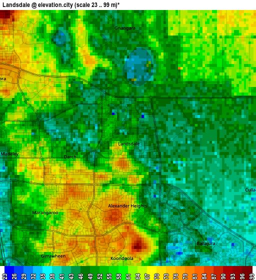 Landsdale elevation map