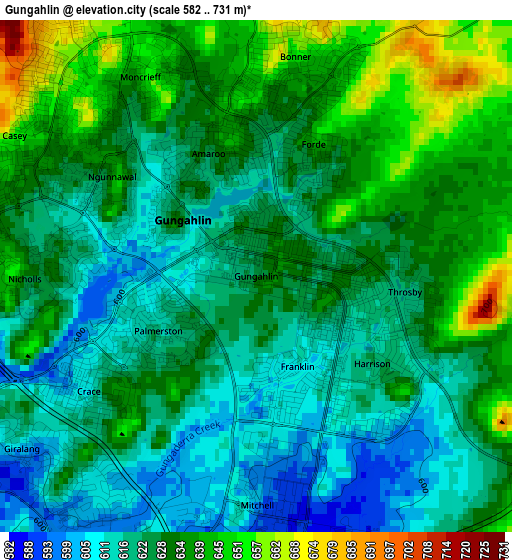 Gungahlin elevation map