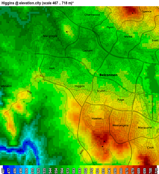 Higgins elevation map