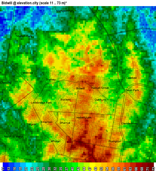 Bidwill elevation map