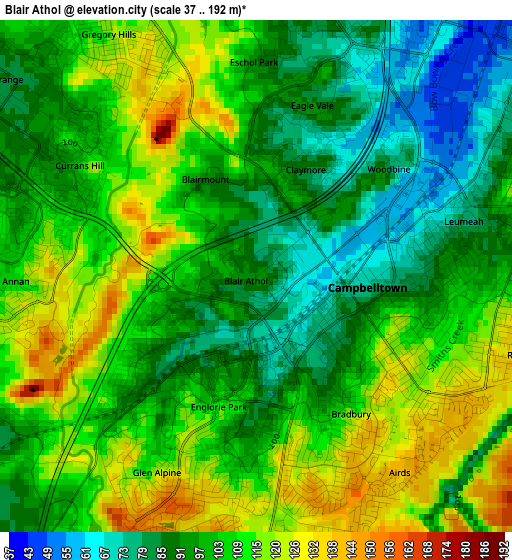 Blair Athol elevation map