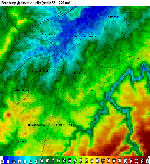 Bradbury elevation map