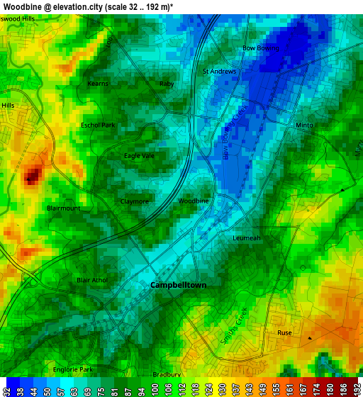 Woodbine elevation map