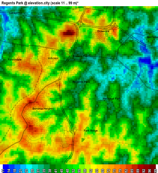 Regents Park elevation map