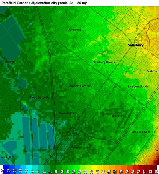 Parafield Gardens elevation map