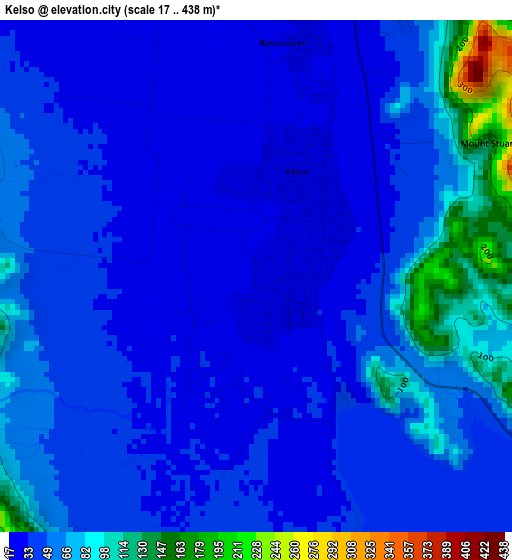 Kelso elevation map