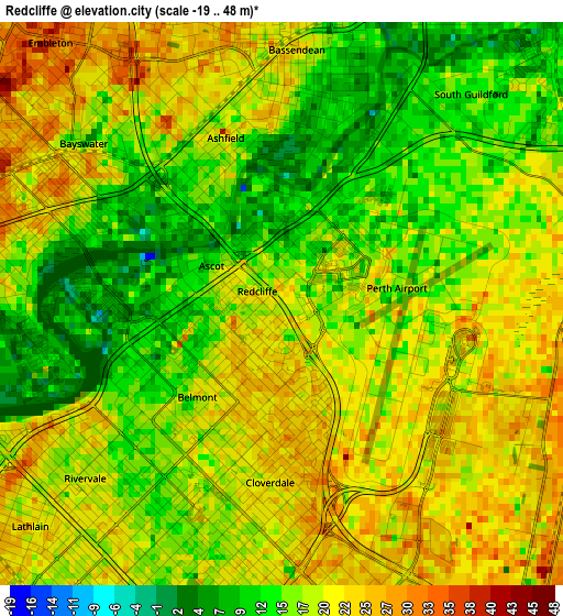 Redcliffe elevation map