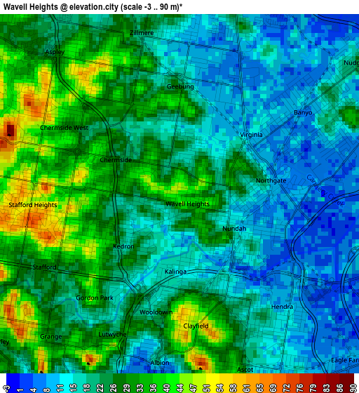 Wavell Heights elevation map