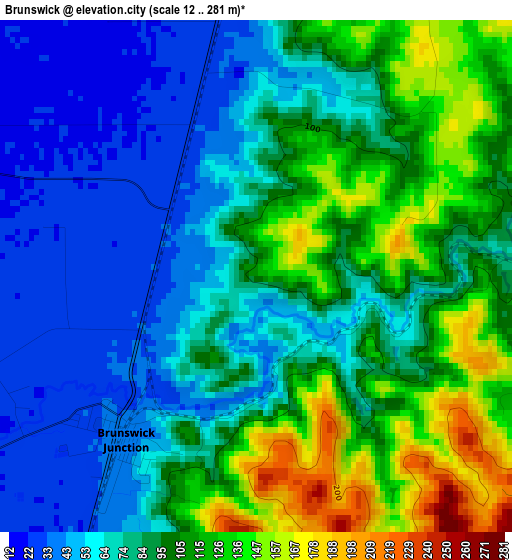 Brunswick elevation map