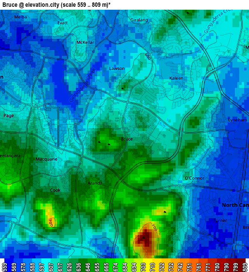 Bruce elevation map