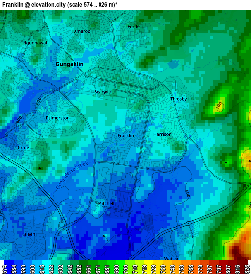 Franklin elevation map