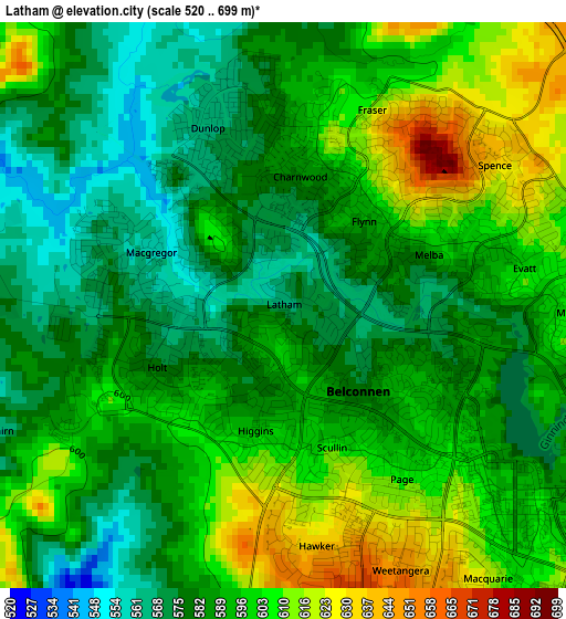 Latham elevation map