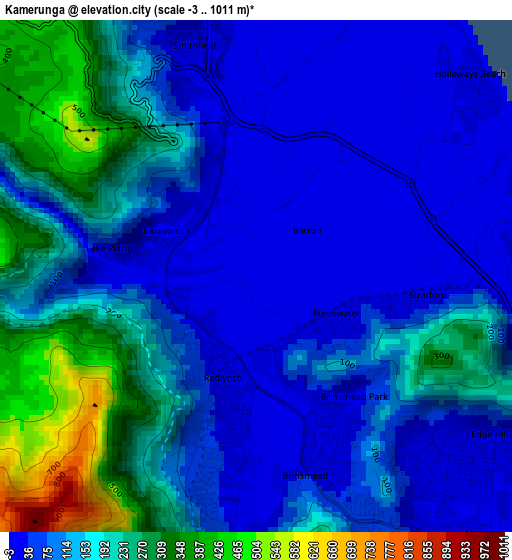 Kamerunga elevation map