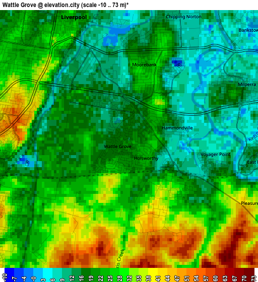 Wattle Grove elevation map